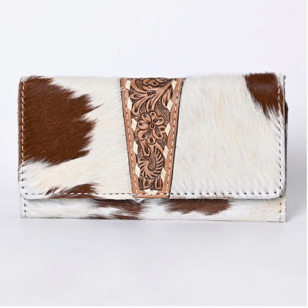 American Darling Detailed Hand tooled cowhide hair-on genuine leather wallet